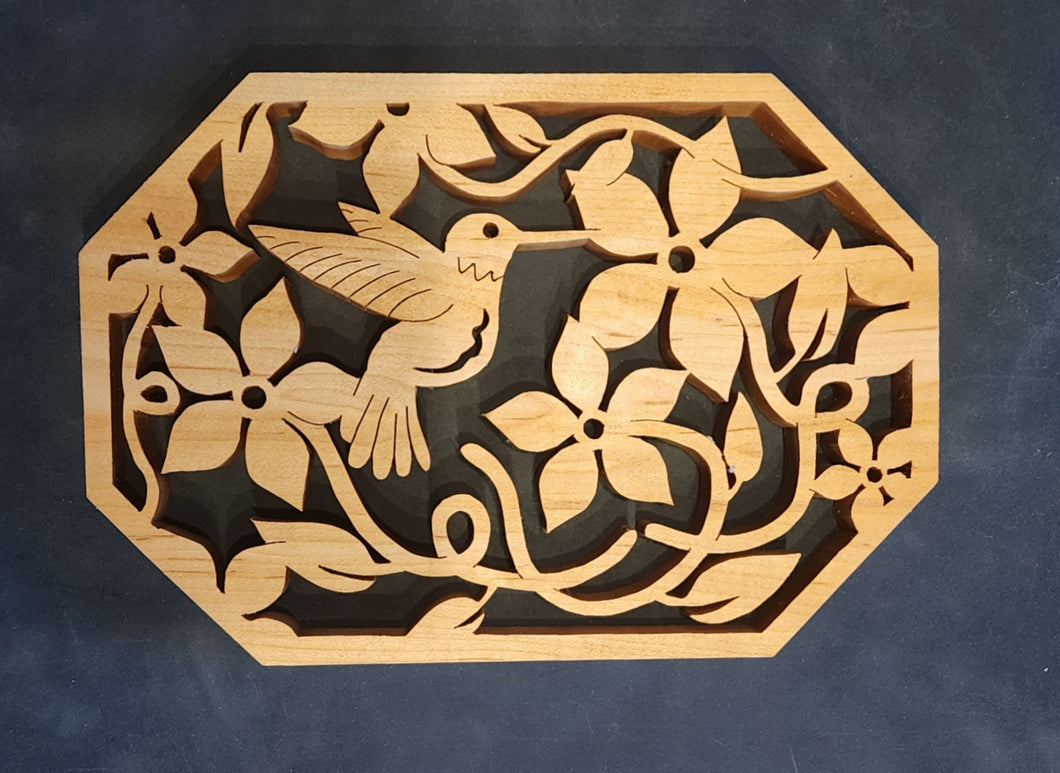 Hummingbird and Six Blossoms